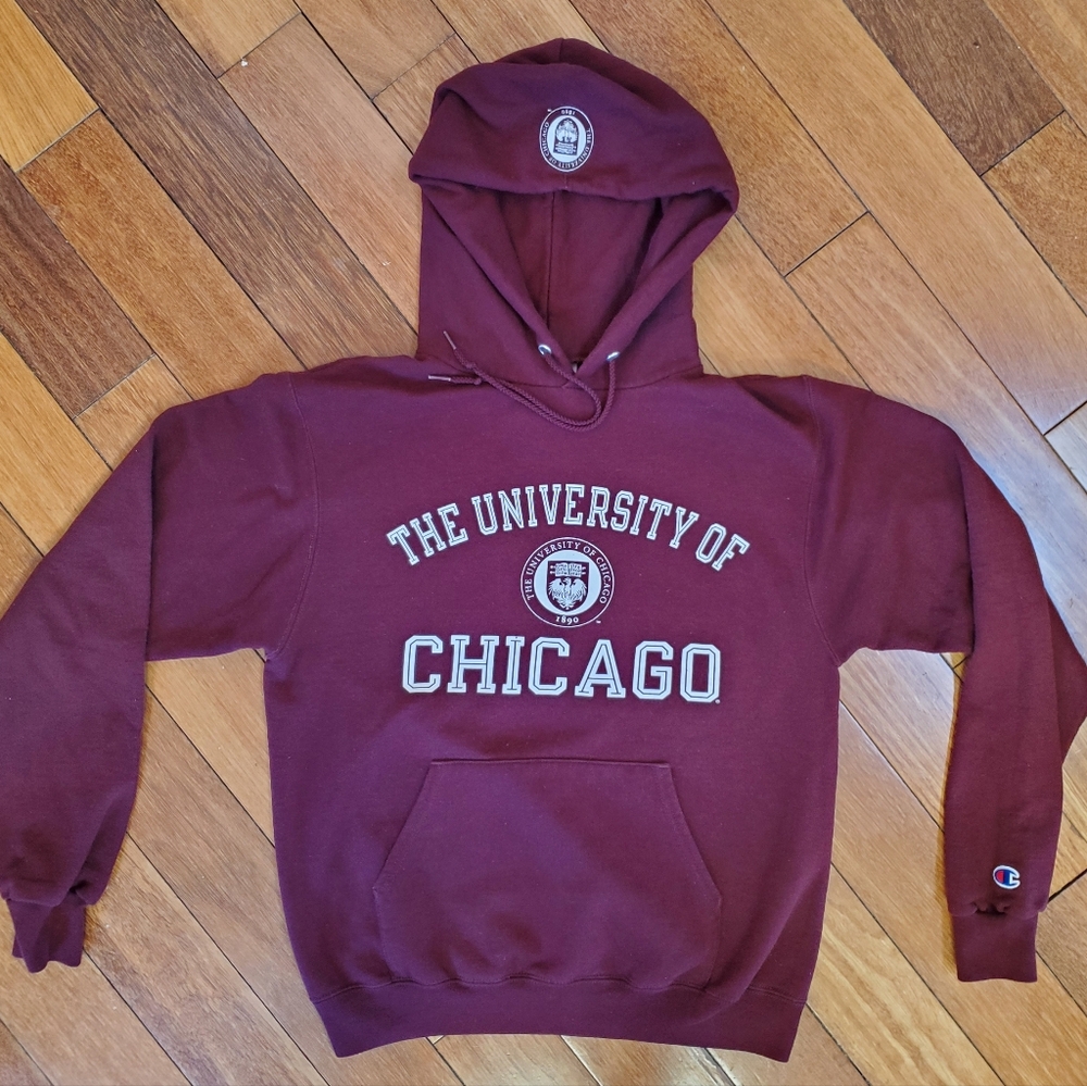 Champion University of Chicago Maroon Hoodie Sweatshirt : Size S
